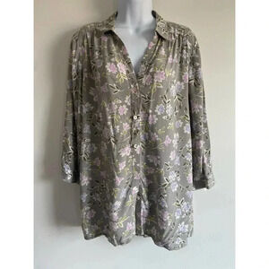 J.Jill Floral Print Button Down Blouse Size M